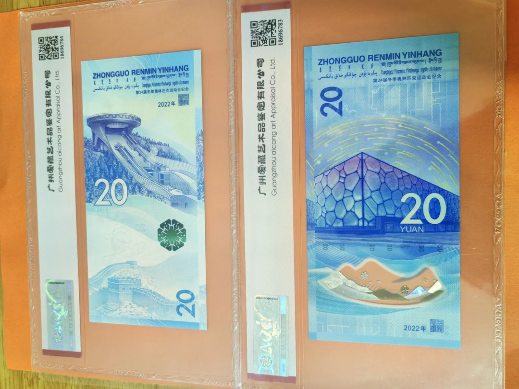 冬奥钞一对（尾668）