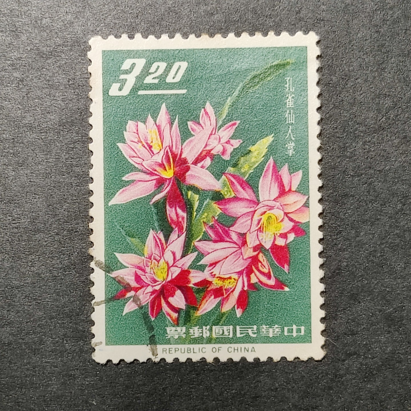 洪涛臻品批发群  精选邮票限时拍卖第九十八期 经典名票 花卉（二）3.2元孔雀仙人掌 大筋票 角尖齿全信销好品