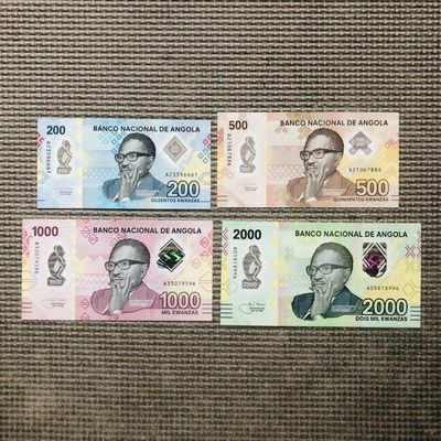 57th 非洲塑料钞，纸钞和纸塑复合钞，流通钞和纪念钞（靓号，首发冠，样票） - 安哥拉2020年200-500-1000-2000宽扎，塑料钞全套，市场价200+
