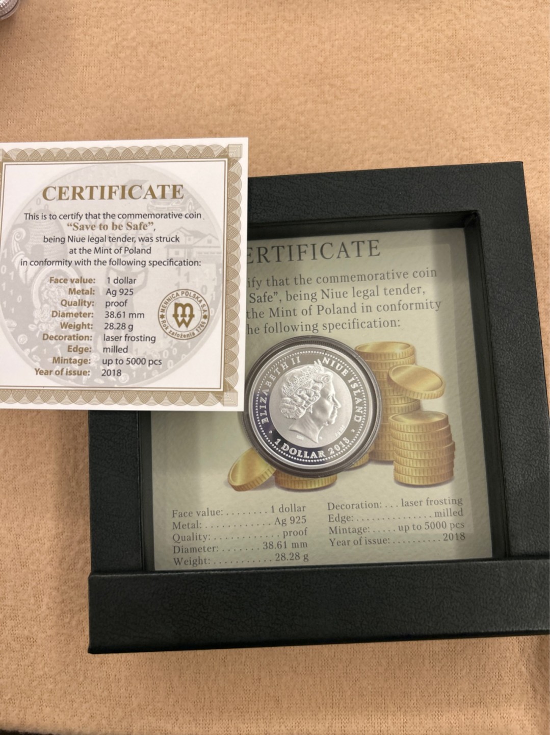 收藏联盟Quantum Auction 第225期拍卖 邮币场 2018年纽埃 励志银币 ‘Save to be safe’鼓励储蓄纪念币 银币