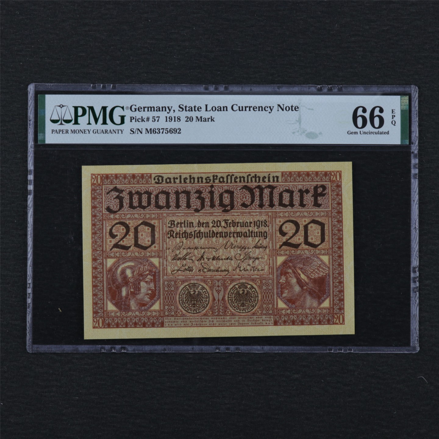 【亘邦集藏】第143期拍卖 1918年 德国20Mark PMG 66EPQ 6375692