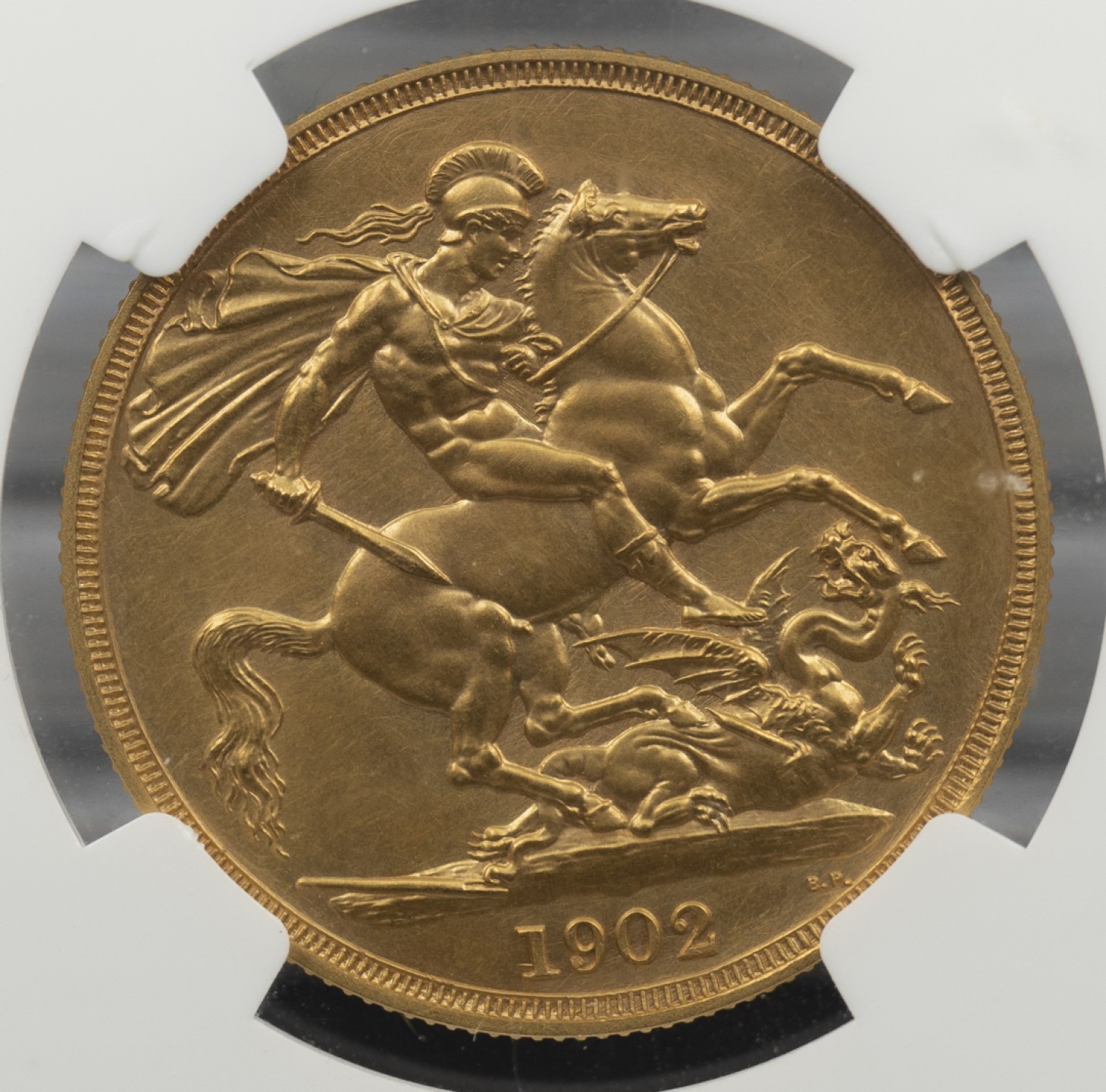 万国钱币拍卖第002期（全场免佣金） 1902 英国爱德华七世精制2索维林金币 917金 重15.98克 今年5月HA同分成交3360美金