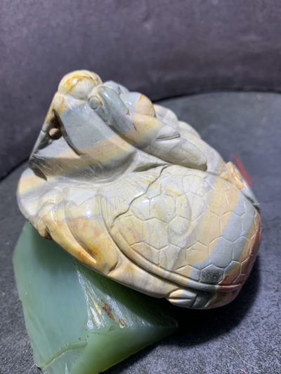 戈壁彩玉雕刻龙龟大把件（摆件）一个！ - 戈壁彩玉雕刻龙龟大把件（摆件）一个！