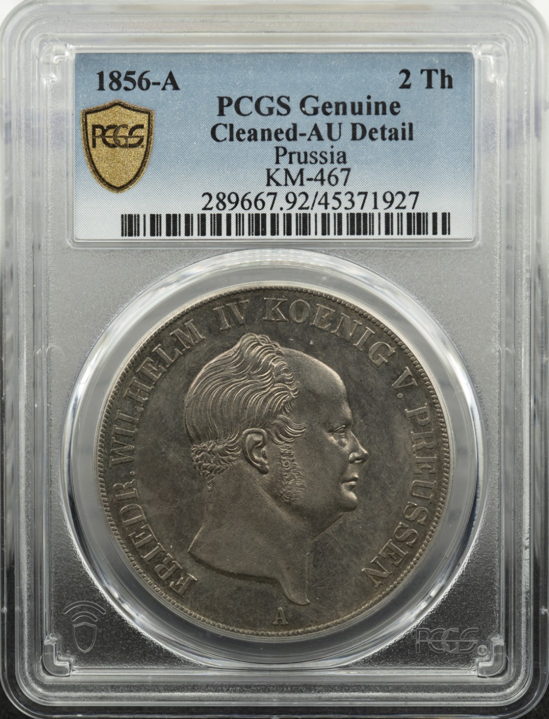 万国钱币拍卖第002期（全场免佣金） 1856年A厂柏林厂德国普鲁士威廉四世洋葱头大皇冠2泰勒，不是常见的1855,1856要少一倍