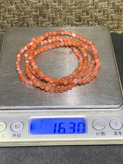 川料南红玛瑙柿子红冰飘多圈手串一条 川料南红玛瑙柿子红冰飘多圈手串一条