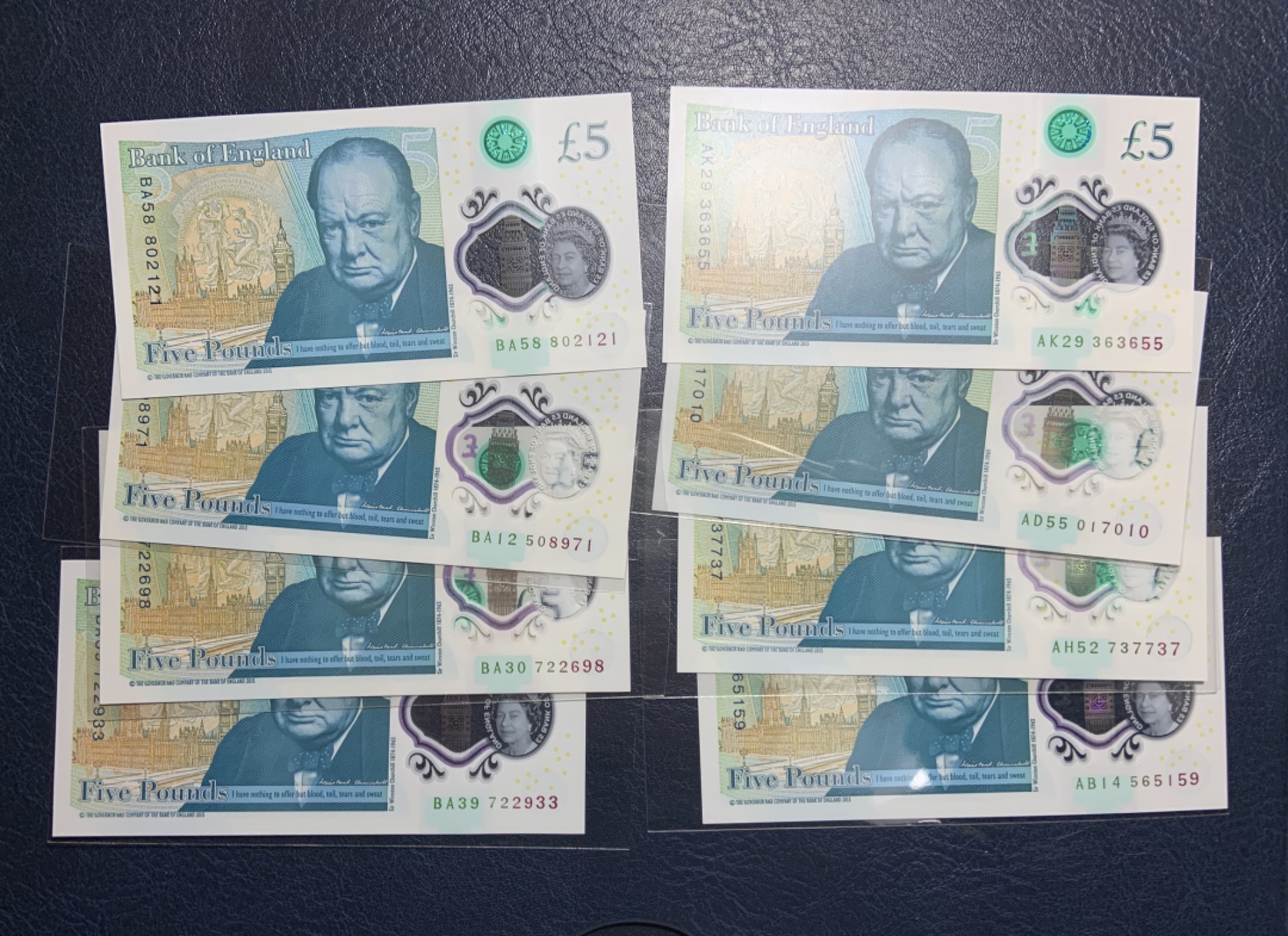 收藏联盟Quantum Auction 第213期拍卖  英国2015年5英镑8张 品相全新UNC