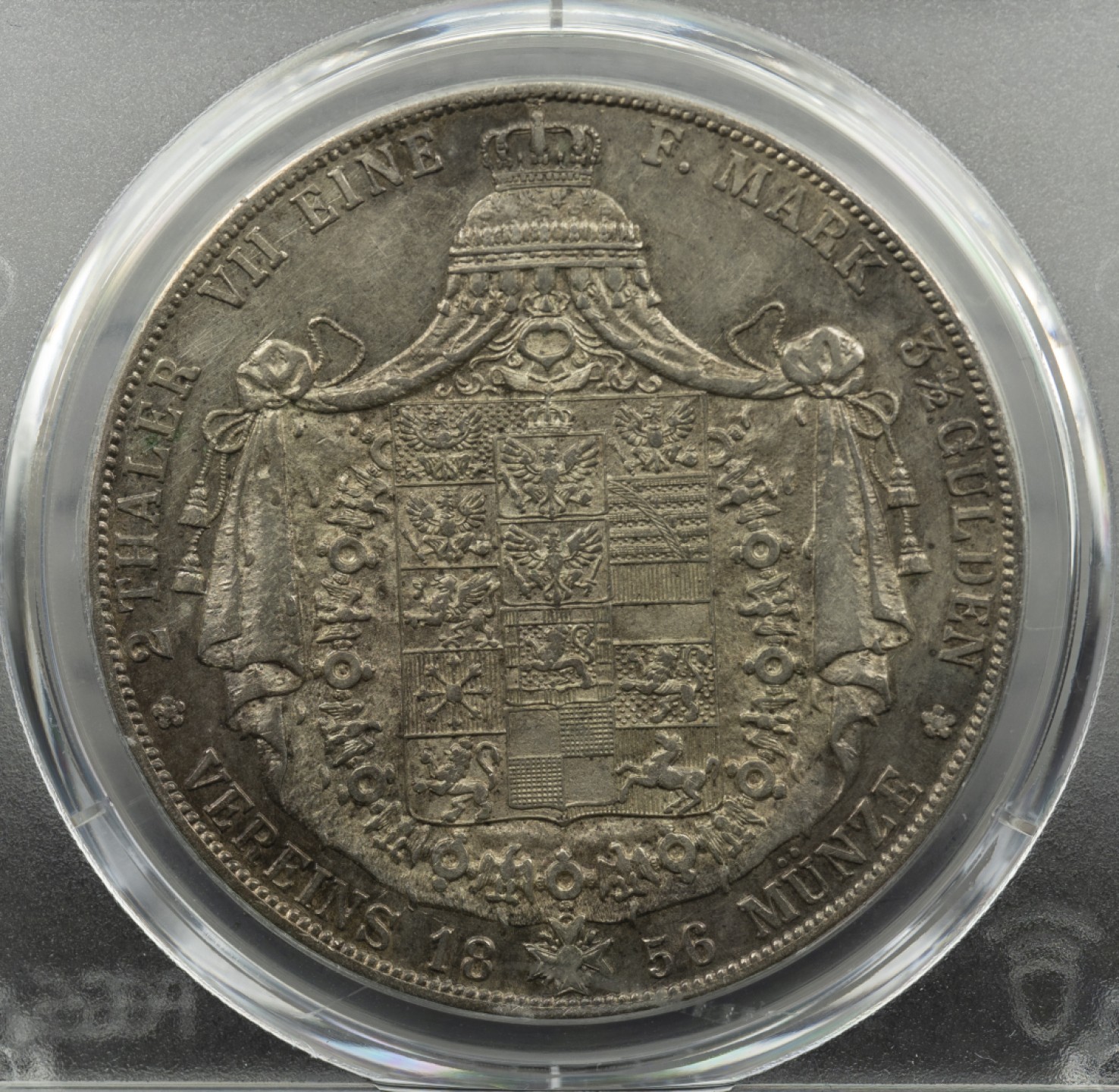 万国钱币拍卖第002期（全场免佣金） 1856年A厂柏林厂德国普鲁士威廉四世洋葱头大皇冠2泰勒，不是常见的1855,1856要少一倍