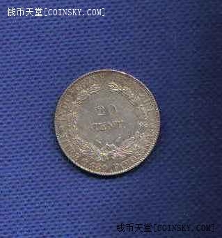 法属印度支那1937年20分 坐洋(座洋) 银币 八五品 实物如图 
