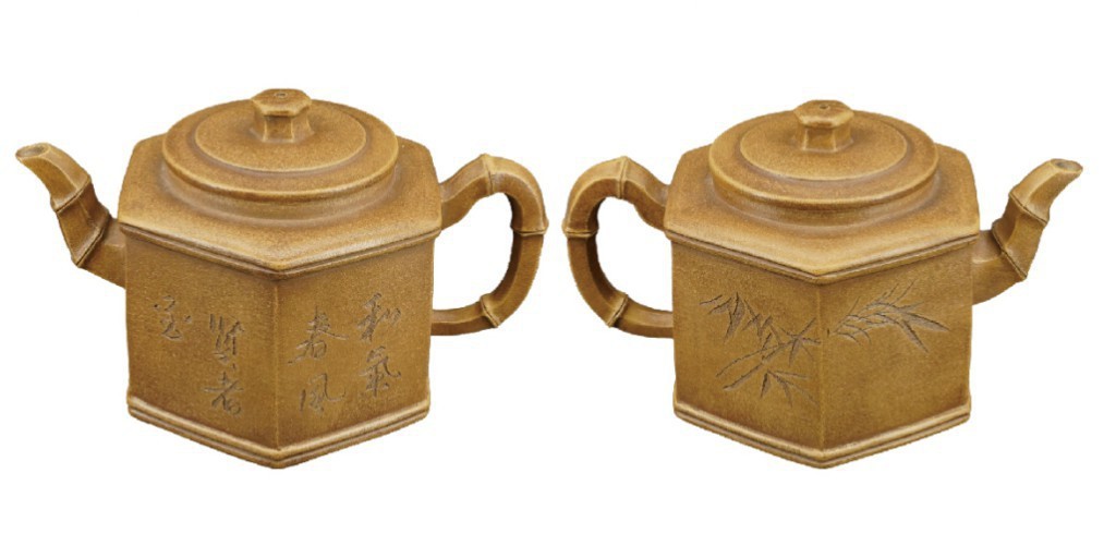 聚宝轩2022秋拍 民国·冯桂林六方竹节形紫砂壶