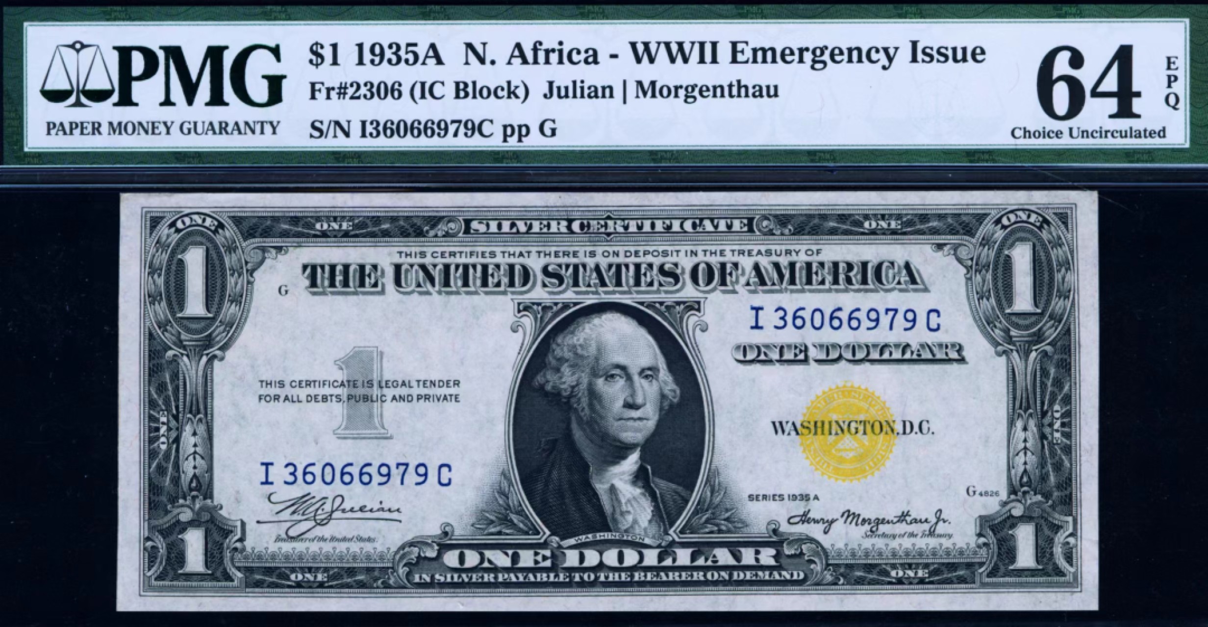 《外钞收藏家》第二百二十三期 1935年黄库印 1美元 PMG64E