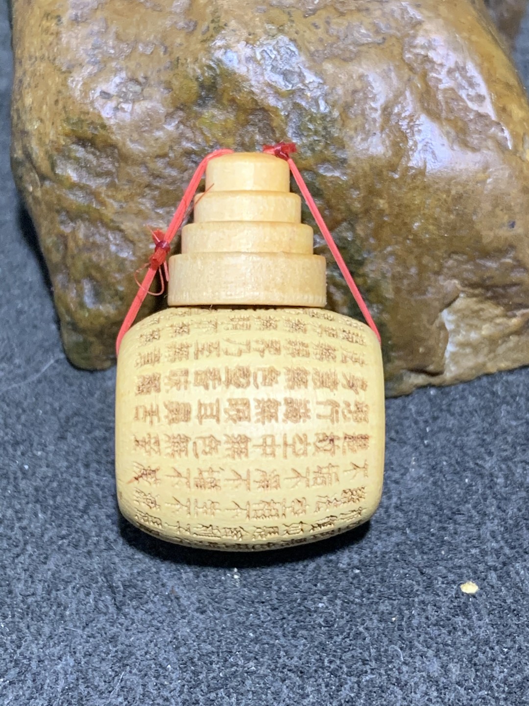 精美黄杨木雕刻般若密心经佛头三通一个！