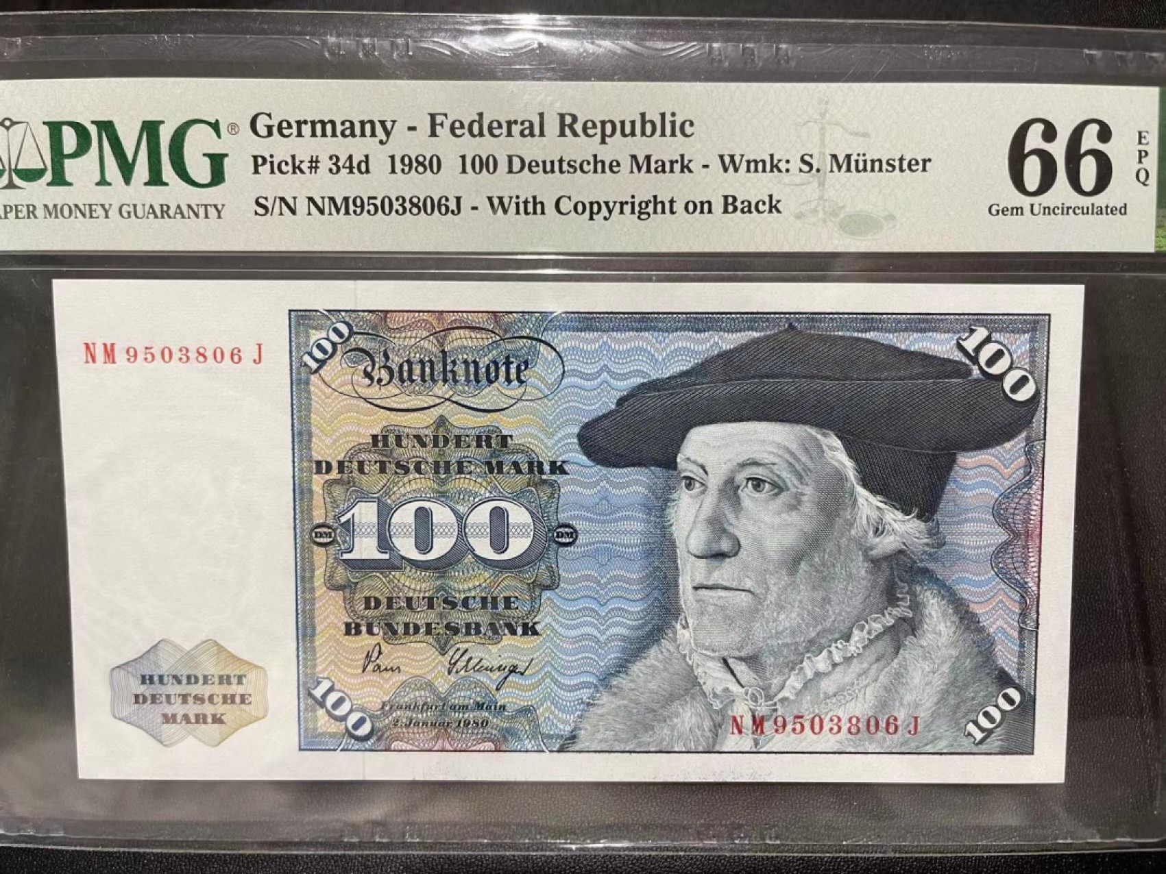 《外钞收藏家》第二百二十三期 1980年德国100马克 PMG66 无47