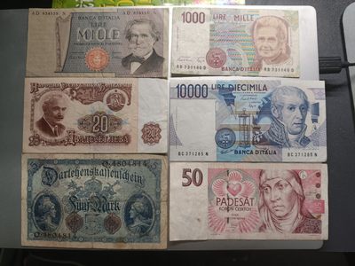 【专场20221201】西风东渐第V期——欧洲纸币专场 - 【拍品001】欧洲纸币六种批量流通品相