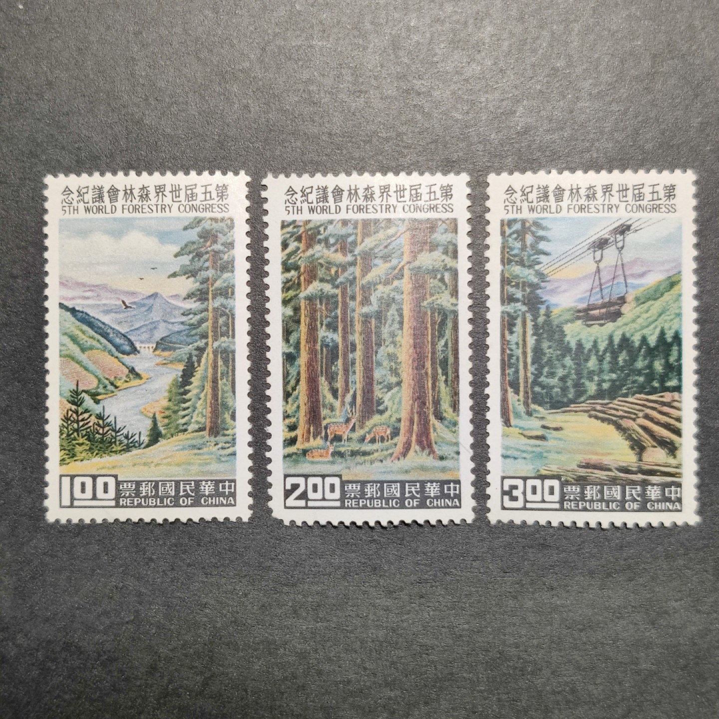 洪涛臻品批发群  精选邮票限时拍卖第一百零三期 1960年 世界森林会议 3全新 2元左下角不好。难得品种！面艳背白，原胶润亮轻贴 