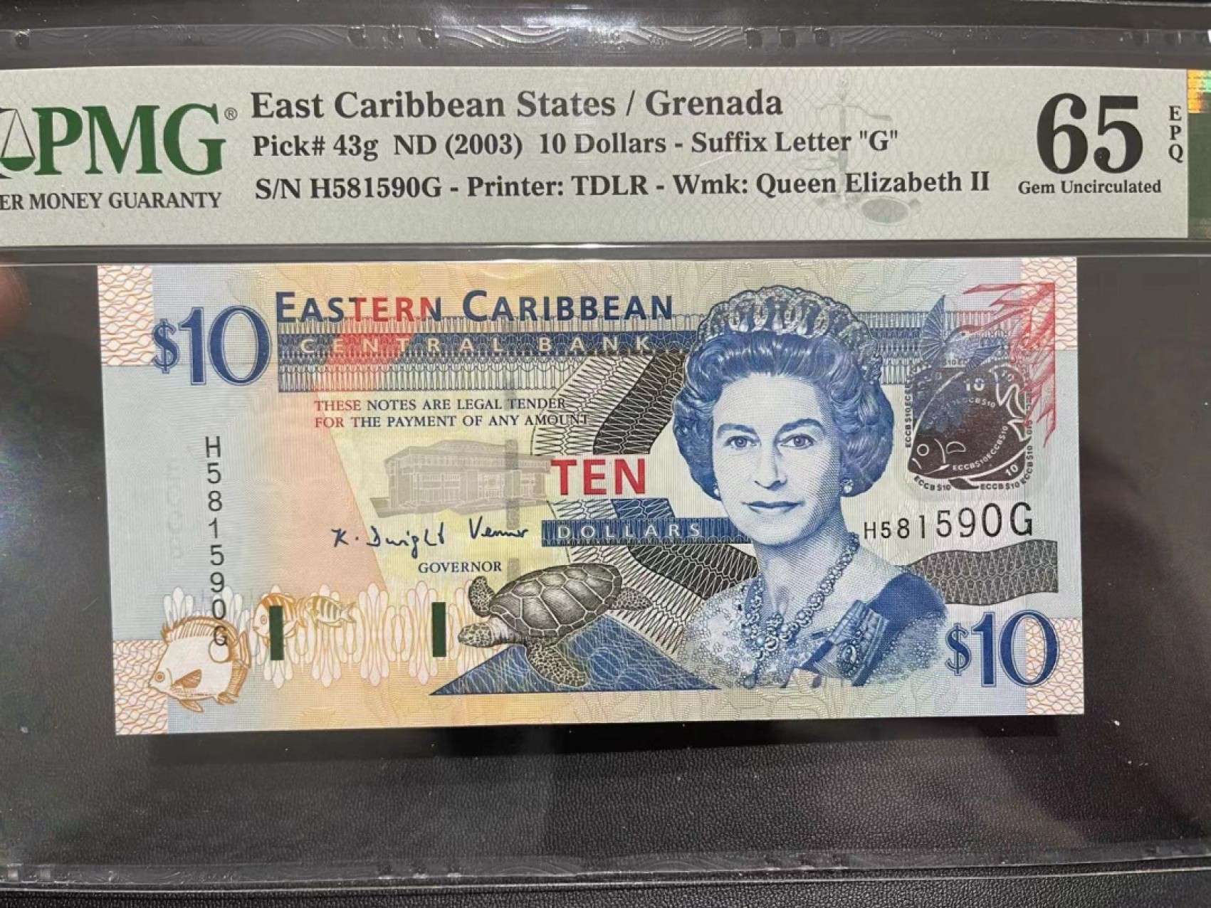 《外钞收藏家》第二百二十三期 2003年东加勒比10刀 PMG65 无47