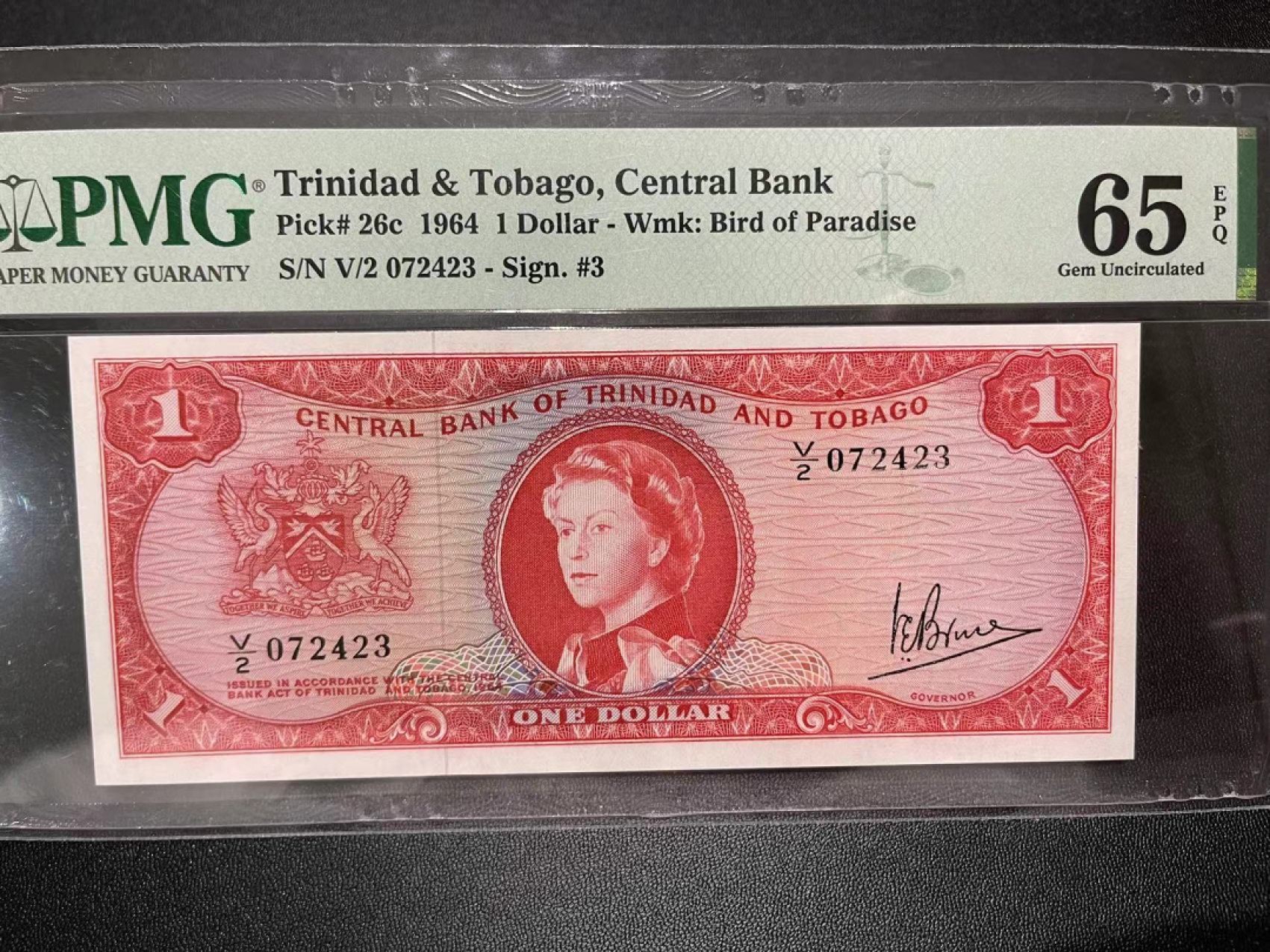 《外钞收藏家》第二百二十三期 1964年特里达尼亚和多巴哥1刀 PMG65