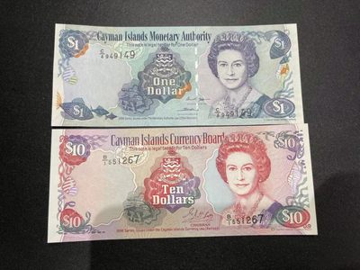 《外钞收藏家》第二百二十三期 - 开曼群岛1、10刀 两张一起 全新UNC