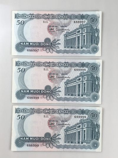 【三泉🏦Quan Se】拍卖第5期⚖️ - 南越1970年50盾三连号【含88 999】