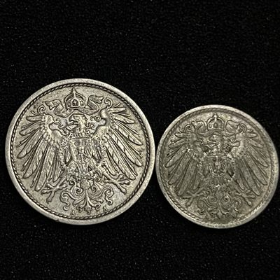 外国硬币0元起拍（38） - 1914德意志帝国5，10芬尼