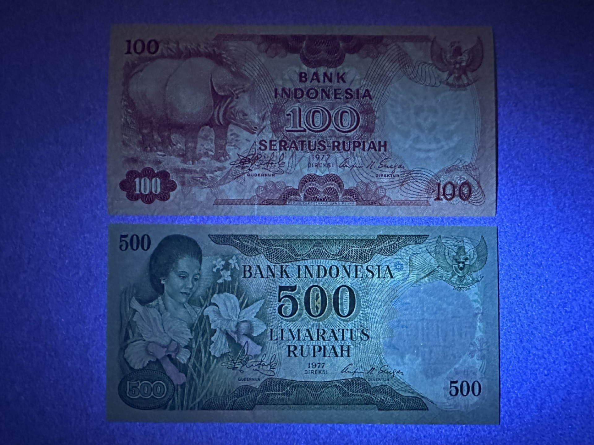 《张总收藏》82期——外币荟萃 印度尼西亚100、500元2张 UNC 1977年版