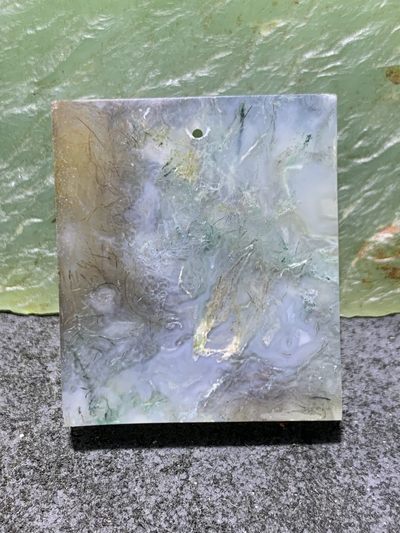 天然冰透高玉化水草玛瑙牌子一块， - 天然冰透高玉化水草玛瑙牌子一块，