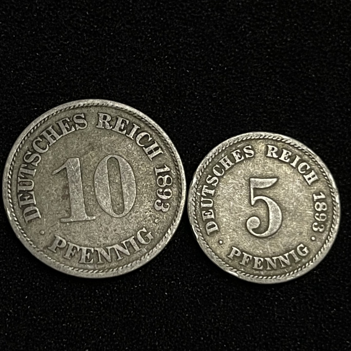 外国硬币0元起拍（38） 1893德意志帝国5，10芬尼