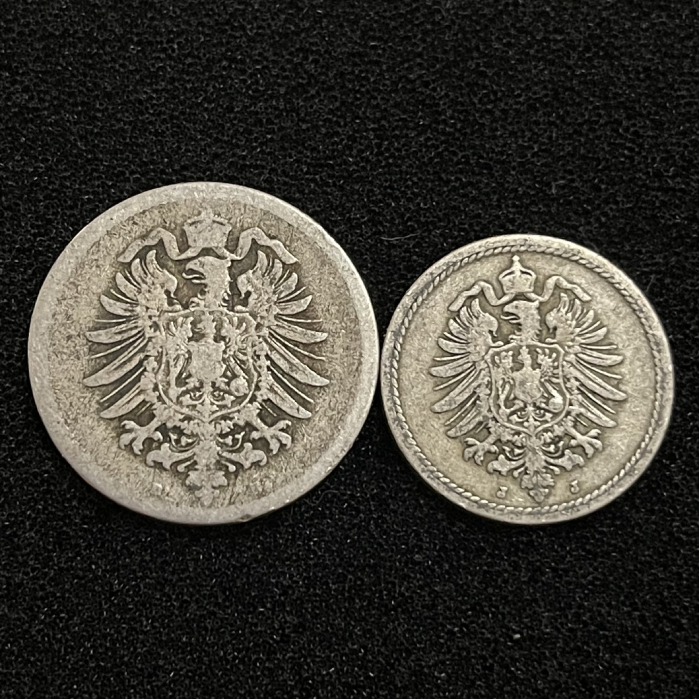 外国硬币0元起拍（38） 1879，1888，德国短翅鹰5，10芬尼