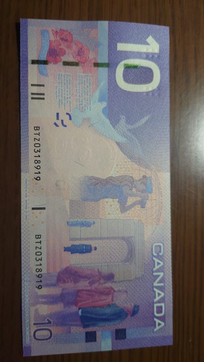 今晚八点半【世界钱币收藏】精选微拍第51期暨2022年第八期 港澳纸币 - 2008年加拿大旅版10元 全新UNC绝品无47 尾号919