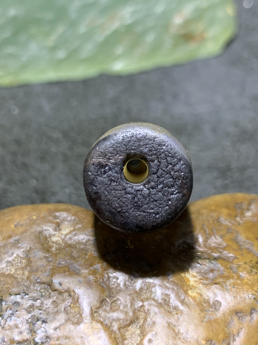 精美高玉化仿古风化纹玛瑙随型直桶大桶珠一颗 