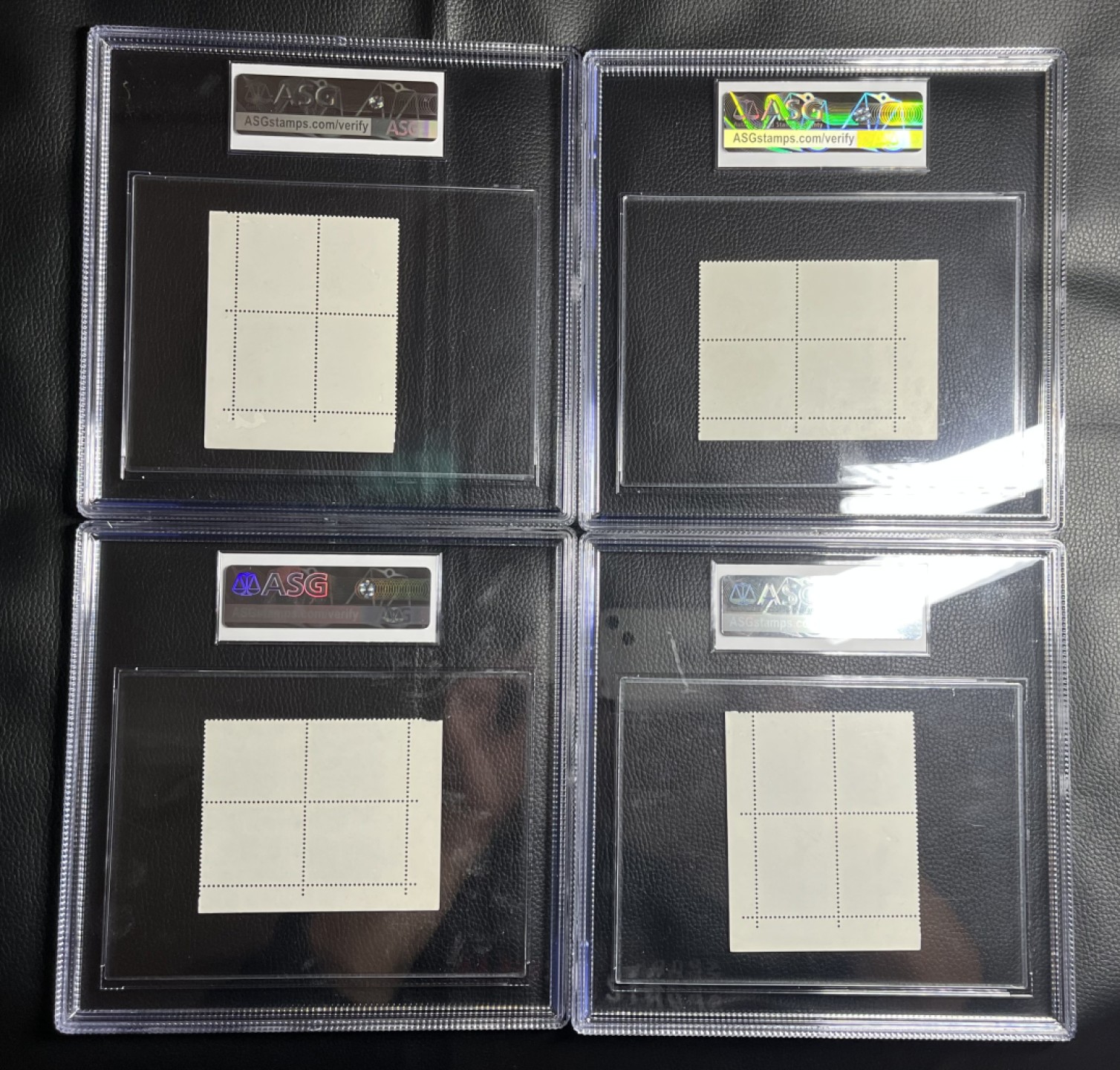 洪涛臻品批发群  精选邮票限时拍卖第一百零三期 N53-56编号白毛女直角边数字➕色标四方连   ASG85/90混分，两枚85OG  两枚90OG  型张大盒，版撕绝中绝送评，最严格时期一次性出分，票状态极佳，今年5五月份，编号白毛女单裸票一套最高到过3000元，四方连就要12000➕，非常经典，热门，有庄品种。投资欣赏两不误，喜欢不要错过。