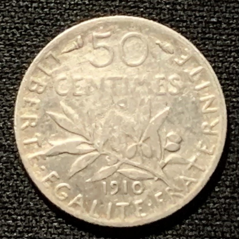 紫瑗钱币——第249期拍卖 法国 1910年 播种女神 50分 2.5克 0.835银