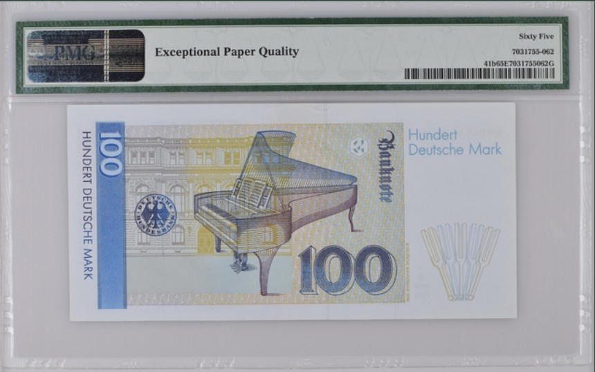 收藏联盟Quantum Auction 第215期拍卖 德国联邦1991年100马克 PMG65 钢琴家克拉拉