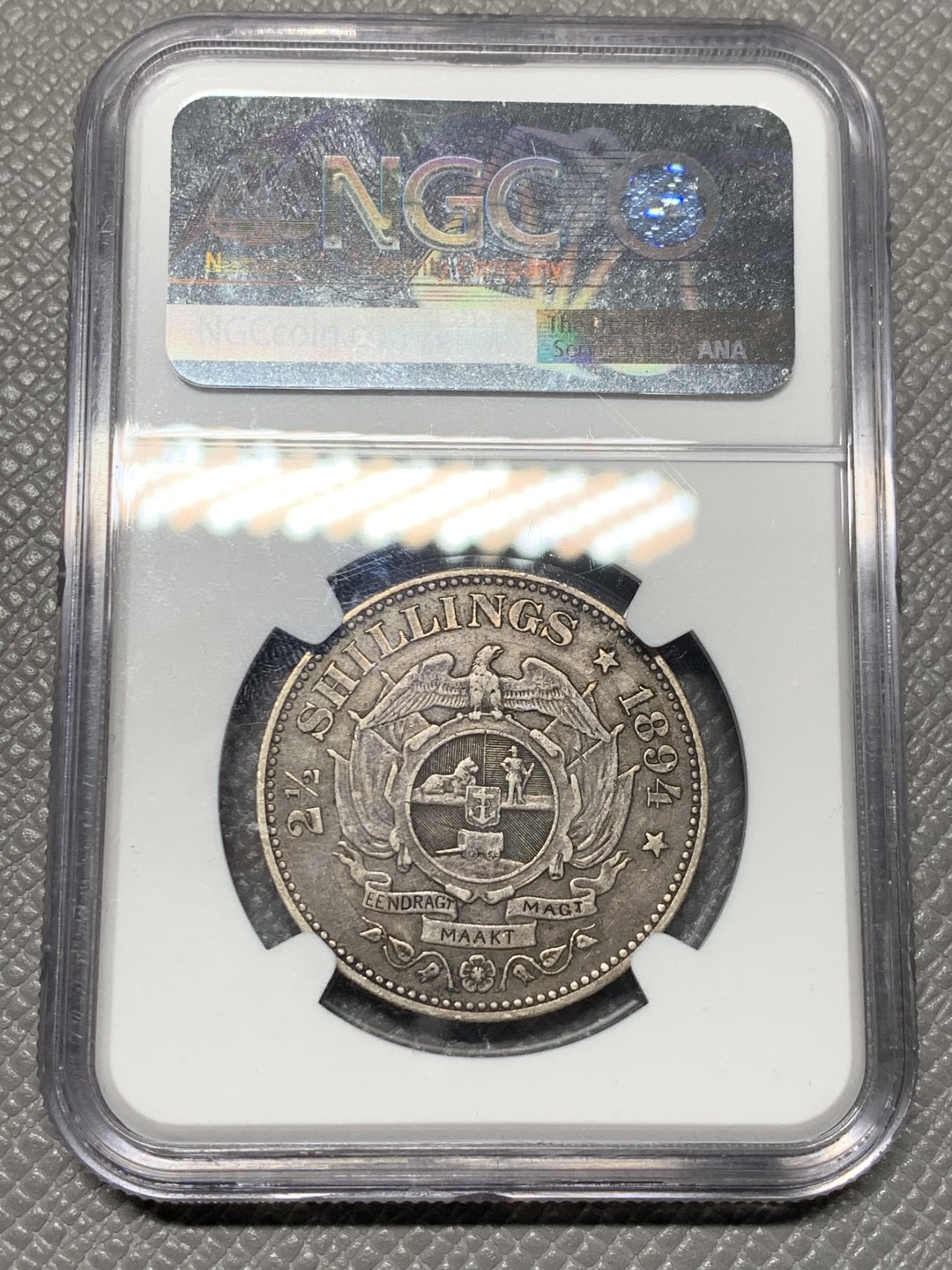 《竞宝斋》第121场-周日，周一 ，2场连拍（全场包邮） NGC AU 1894 南非2.5先令，原味包浆，无清洗痕迹