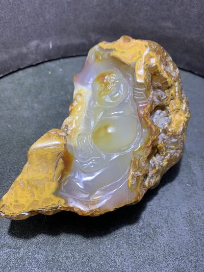 精美天然原皮马达加斯加玛瑙雕刻卧佛把件（摆件)一个 - 精美天然原皮马达加斯加玛瑙雕刻卧佛把件（摆件)一个