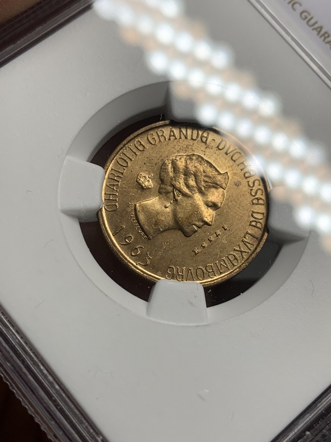 《竞宝斋》第121场-周日，周一 ，2场连拍（全场包邮） NGC-UNC 卢森堡 1963年 ESSAI厂 20法郎 铜制样币 入盒一共四枚非常稀少