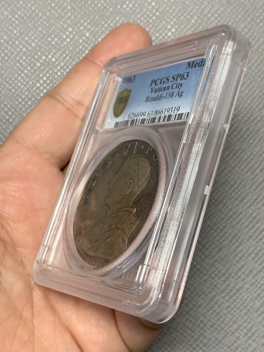 《竞宝斋》第121场-周日，周一 ，2场连拍（全场包邮） PCGS  MS-63 梵蒂冈 1963年  教皇保罗六世大银章，镜面底板