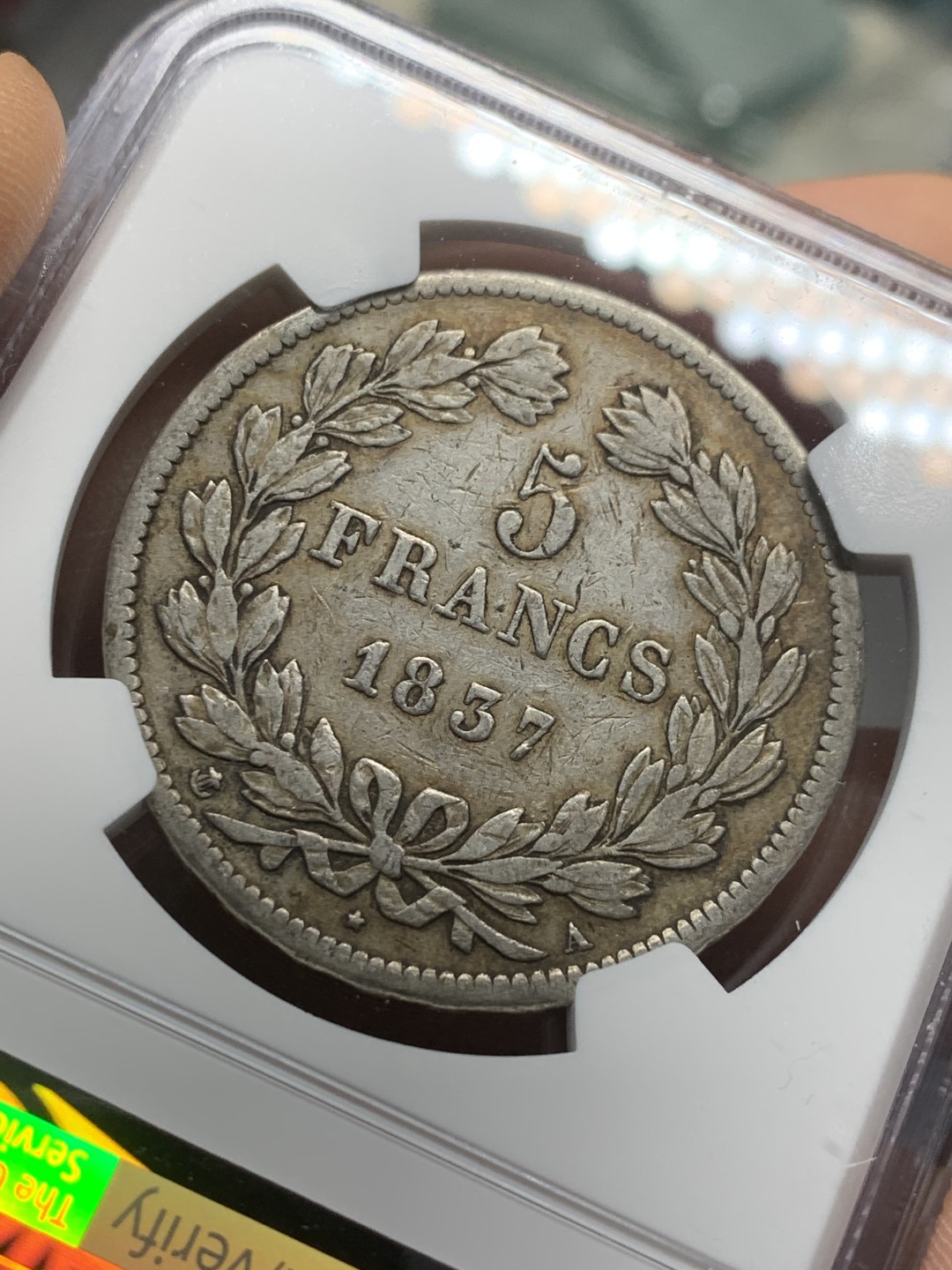 《竞宝斋》第121场-周日，周一 ，2场连拍（全场包邮） NGC-VF35 法国1837年 菲利普一世 5法郎大银币 原味好品
