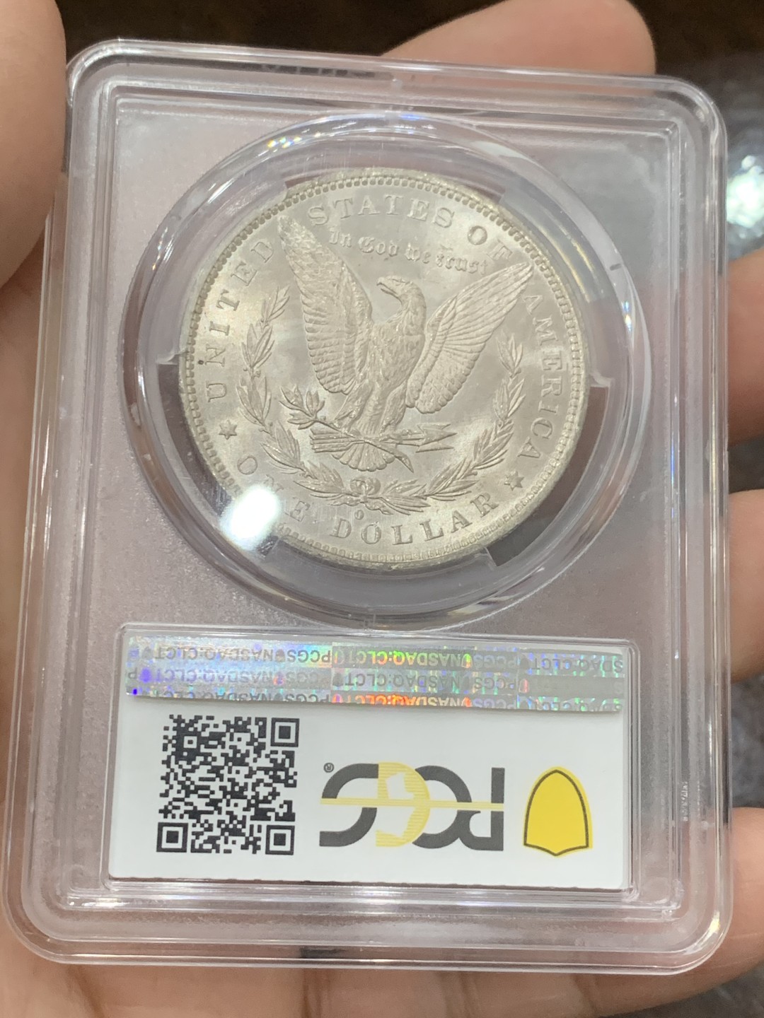 《竞宝斋》第121场-周日，周一 ，2场连拍（全场包邮） PCGS-MS63 美国1883年O版摩根1元大银币 底板有PL的感觉 爆光