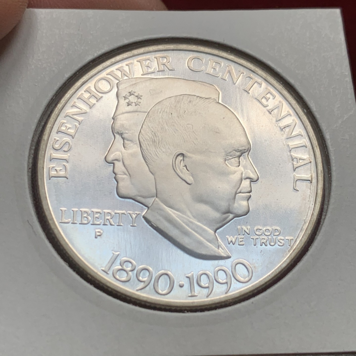 《竞宝斋》第121场-周日，周一 ，2场连拍（全场包邮） 美国 1990年 艾森豪威尔百年纪念 1美元银币 大银币 38.1mm 26.73克