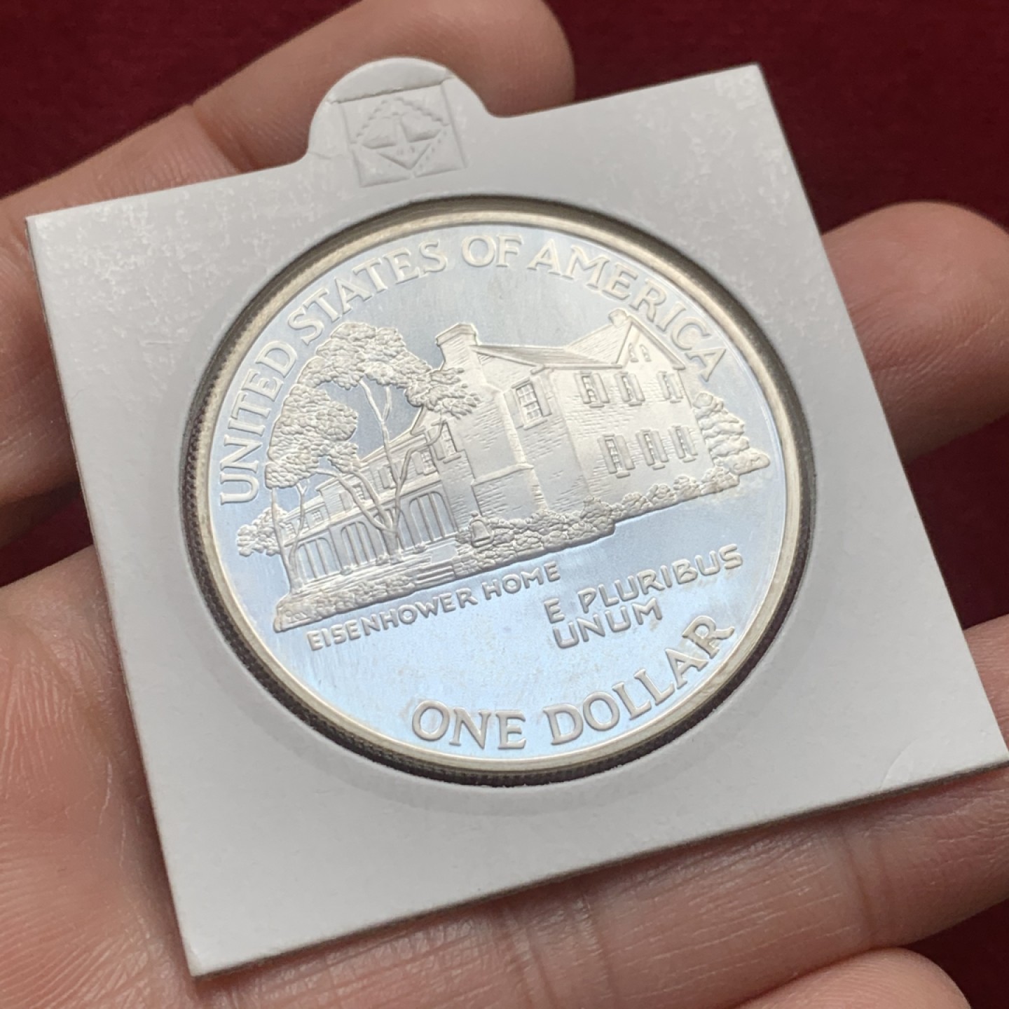 《竞宝斋》第121场-周日，周一 ，2场连拍（全场包邮） 美国 1990年 艾森豪威尔百年纪念 1美元银币 大银币 38.1mm 26.73克