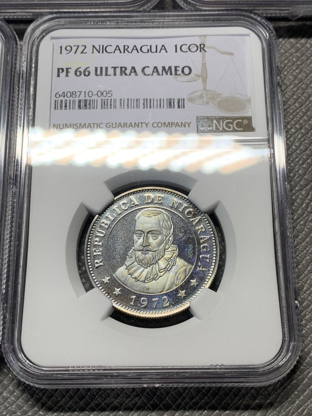 《竞宝斋》第121场-周日，周一 ，2场连拍（全场包邮） 五枚全套NGC-PF66 尼加拉瓜1972年 五岳精制币 其中5分是错版 非常非常稀少
