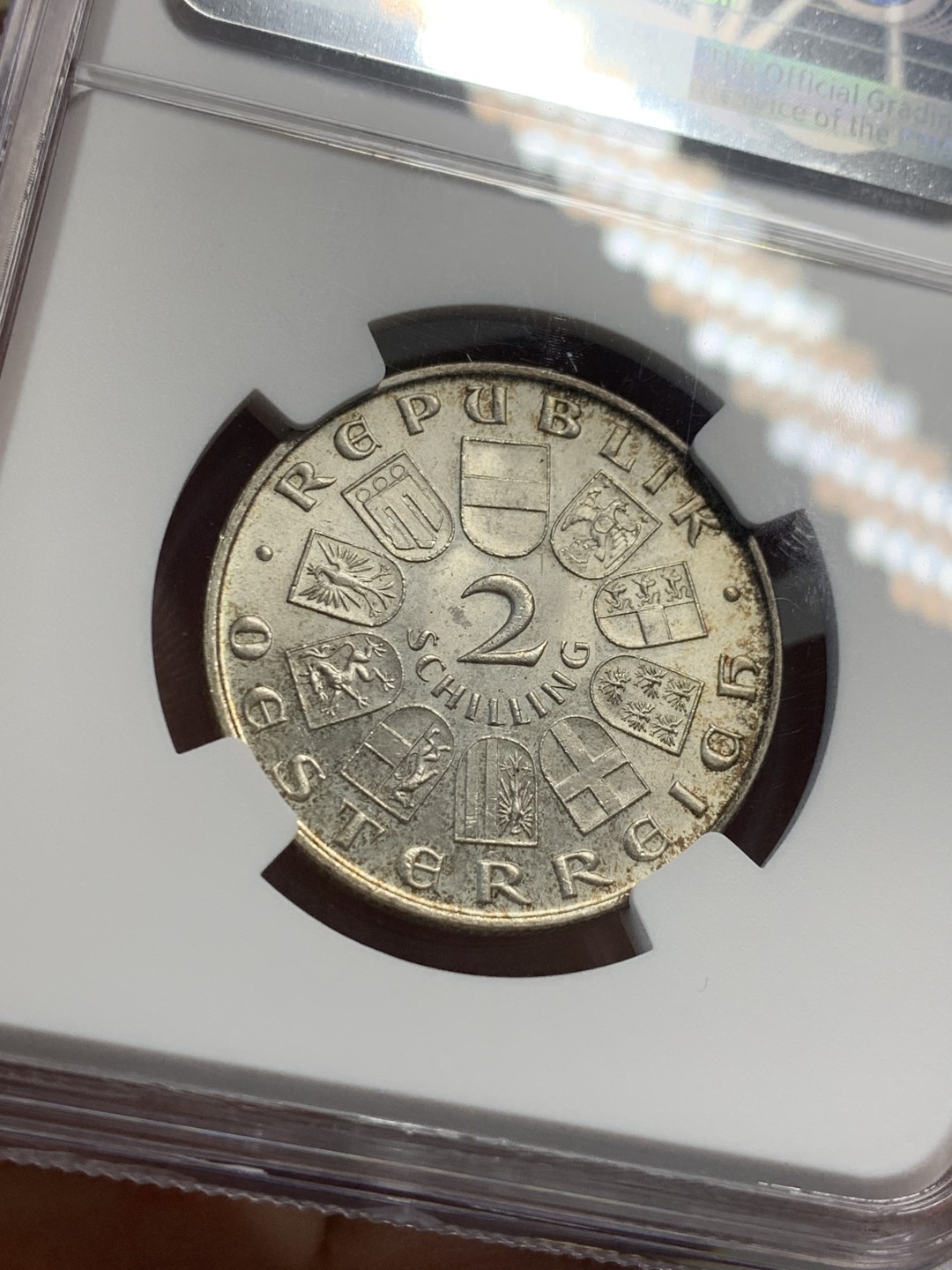 《竞宝斋》第121场-周日，周一 ，2场连拍（全场包邮） NGC-MS64 奥地利1930年游吟诗人瓦尔特2先令银币