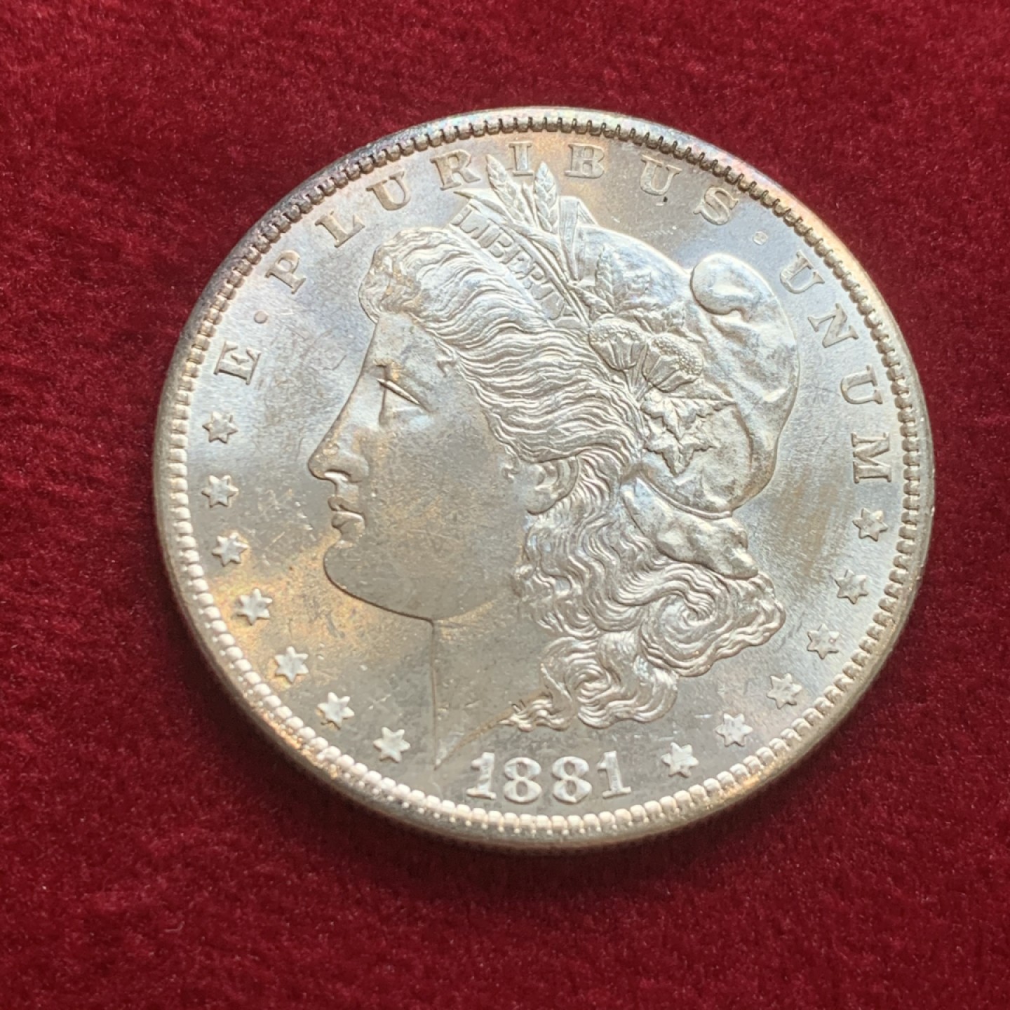 《竞宝斋》第121场-周日，周一 ，2场连拍（全场包邮） 美国 1881年 摩根银元 BU品 难得状态 可以送评 这样的裸币不要错过了