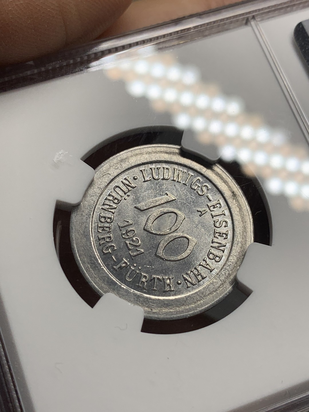 《竞宝斋》第121场-周日，周一 ，2场连拍（全场包邮） NGC MS64 德紧 1921 纽伦堡 100盆妮 小火车代币 状态好