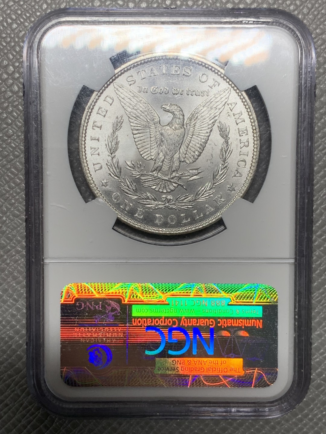 《竞宝斋》第121场-周日，周一 ，2场连拍（全场包邮） NGC MS63 美国 1887年 摩根1美元银币 该币来自美国财政部国库储备 比较有意义 状态参数见币