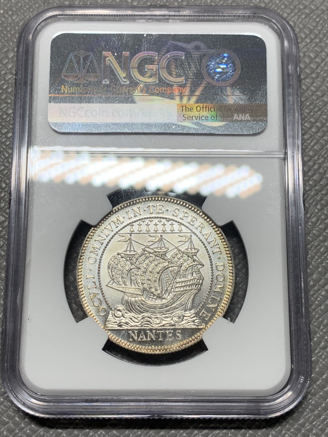 《竞宝斋》第121场-周日，周一 ，2场连拍（全场包邮） NGC MS66 19世纪法国南特商会银章 原光顶级品相