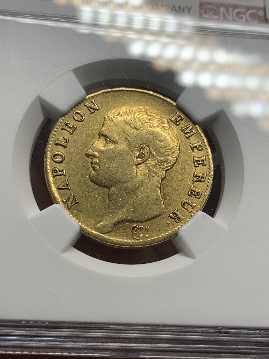 《竞宝斋》第121场-周日，周一 ，2场连拍（全场包邮） NGC-XF45 1806年法国拿破仑40法郎金币 12.9克 无桂冠皇帝头配法兰西共和国版，少见的版本