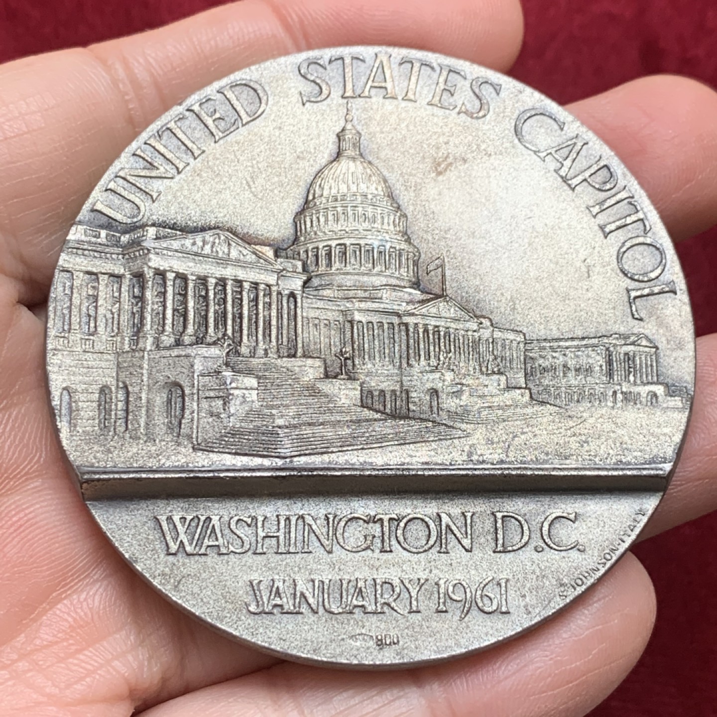 《竞宝斋》第121场-周日，周一 ，2场连拍（全场包邮） 意大利高浮雕 美国约翰肯尼迪总统 近代大银章 带800银标 122.6克