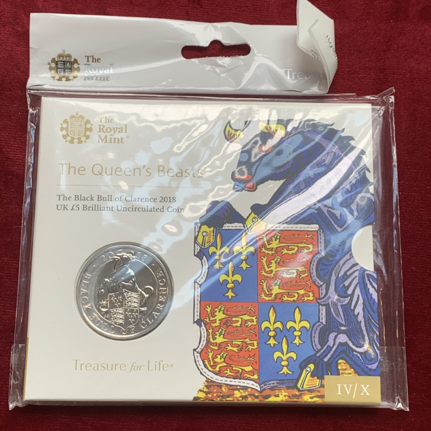 《竞宝斋》第121场-周日，周一 ，2场连拍（全场包邮） 卡册 英国2018年 英国5镑克朗型纪念币BU，威斯敏斯特十野兽之一（克拉伦斯黑牛号）铜镍合金，重28.28g