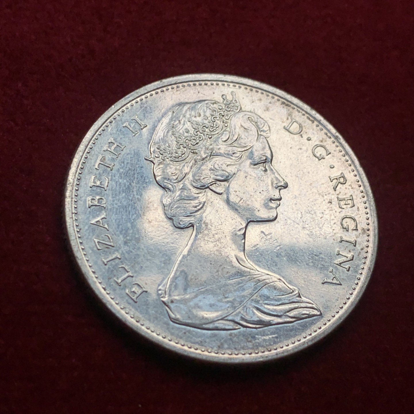 《竞宝斋》第121场-周日，周一 ，2场连拍（全场包邮） 加拿大 1965年 伊丽莎白 帆船 一元 银币